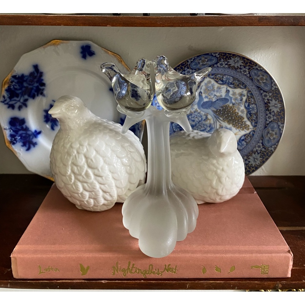 Vintage BALOS Mouthblown Art Glass “Lovebirds” Figurine